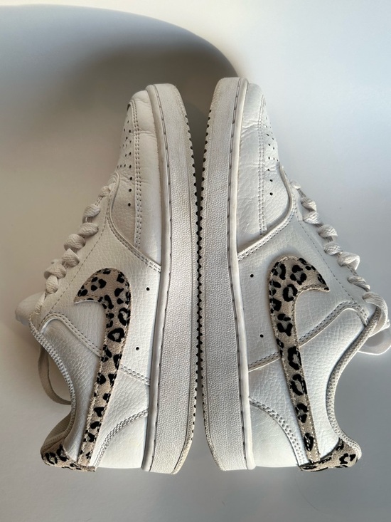 Nike Women's Court Vision Low — White with Leopard Swoosh - Picture 5 of 9